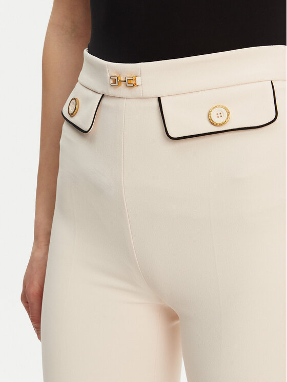 Elisabetta Franchi Elisabetta Franchi Bavlnené nohavice PA-T71-51E2-V360 Écru Regular Fit