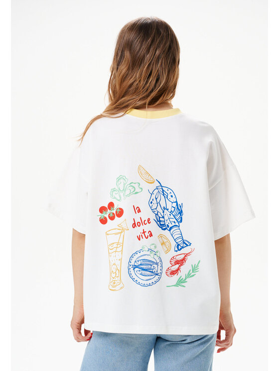 Mirons Mirons T-Shirt Print Biały Regular Fit