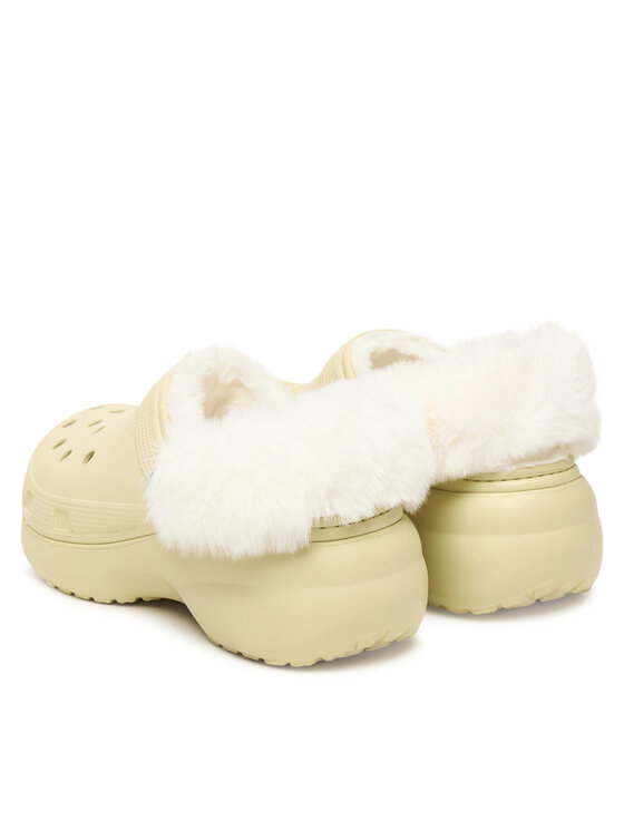 Crocs Crocs Plätud Classic Platform Fuzz Lined Clog 212854 Beež