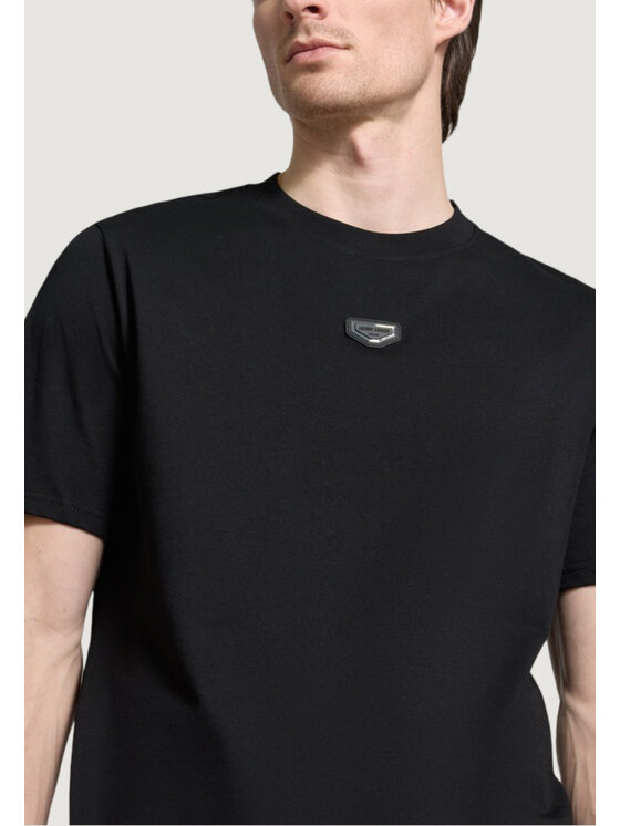 Antony Morato Antony Morato T-shirt RELAXED FIT WITH METAL RUBBER PLATE Nero Relaxed Fit