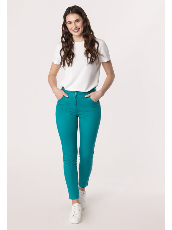 QUIOSQUE QUIOSQUE Dámské kalhoty 3UF001 Tyrkysová Regular Fit