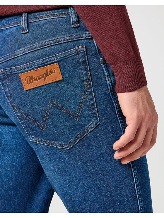 Wrangler Wrangler Jeansy TEXAS SLIM DARK TRAILS Niebieski Straight Fit