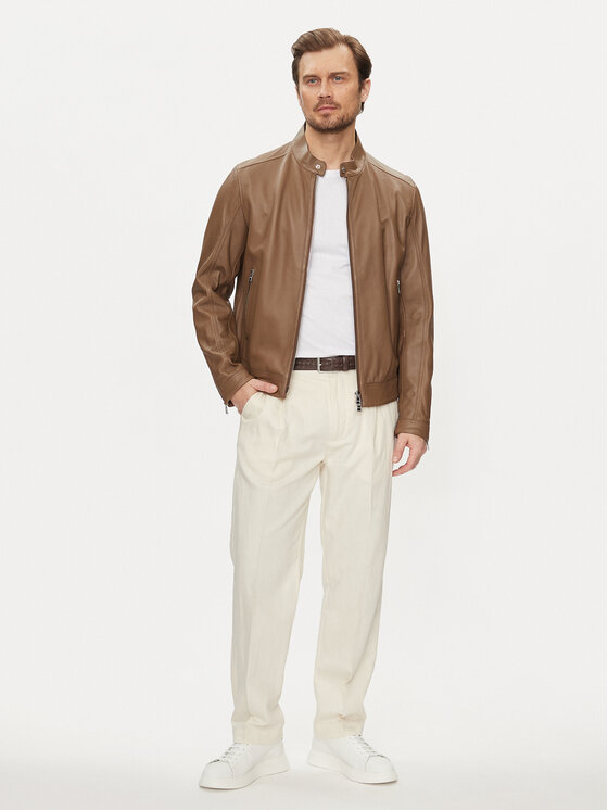 BOSS Boss Шкіряна куртка Mansell 50506353 Коричневий Regular Fit