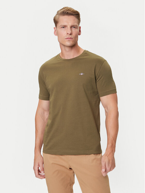 Gant Gant T-krekls Shield 2003184 Zaļš Regular Fit