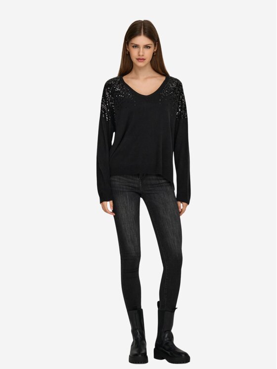 ONLY ONLY Maglione Onlstarry ls sequins boxy Nero Regular Fit