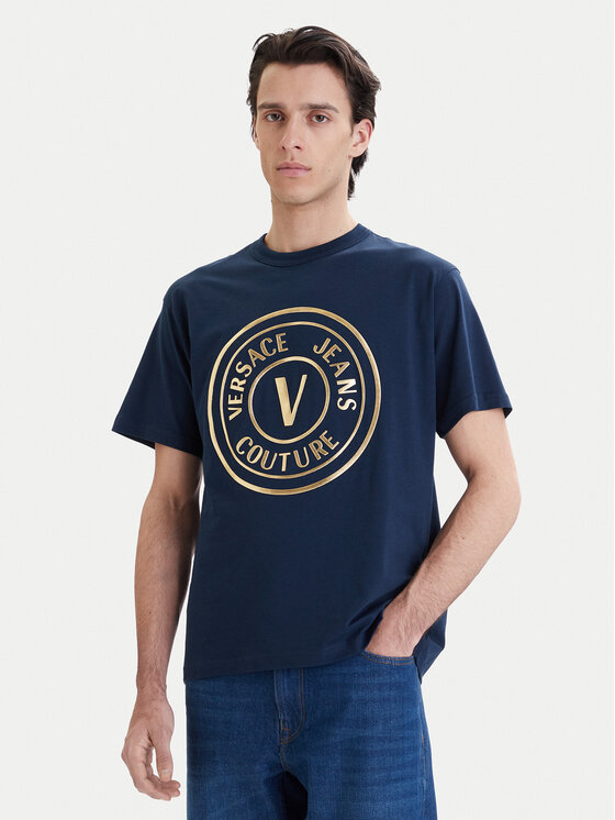 Versace Jeans Couture Versace Jeans Couture T-krekls 80GAHT02 CJ00T Tumši zils Regular Fit