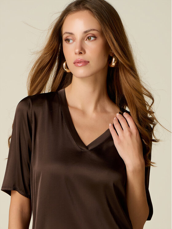 Oltre Oltre Bluzka 2082R003177N032 Brązowy Regular Fit