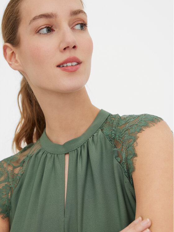 Vero Moda Vero Moda Bluzka Milla 10226072 Zielony Regular Fit