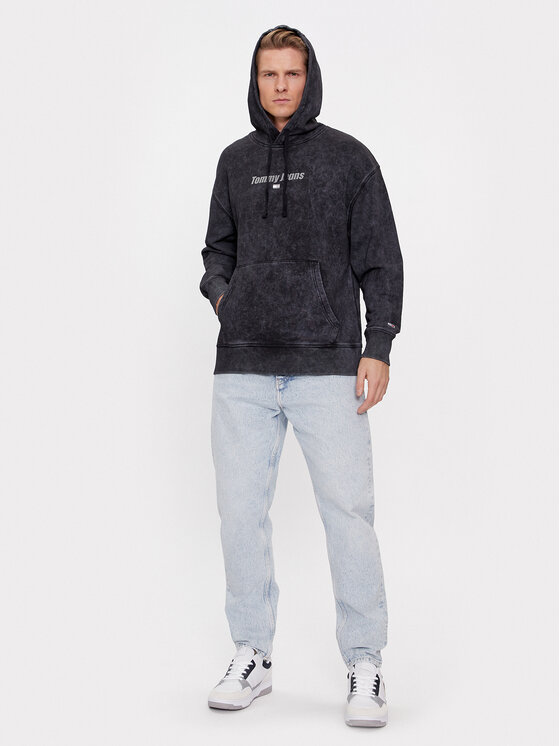 Tommy Jeans Tommy Jeans Majica dugih rukava Washed Linear DM0DM17787 Crna Relaxed Fit