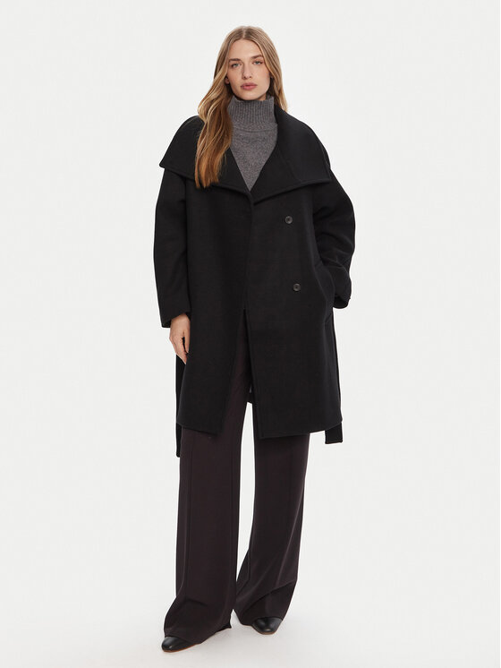 Calvin Klein Calvin Klein Vuneni kaput LV044D557G Crna Regular Fit