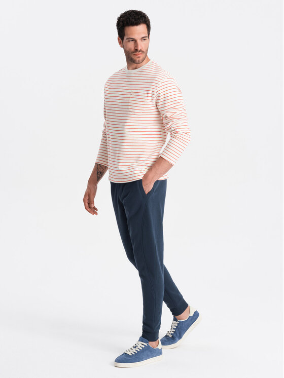 Ombre Ombre Joggers kalhoty OM-PABS-0174 Tmavomodrá Regular Fit