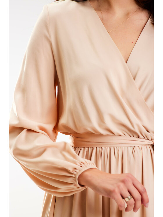 Awama Awama Sukienka letnia A577 Beżowy Basic Fit