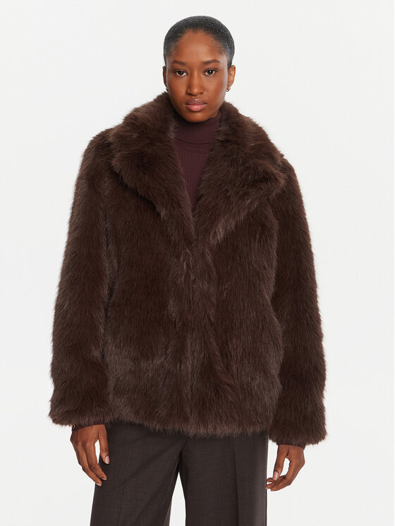 ICONA ICONA Кожено палто Cappotti RI5LE012 Кафяв Regular Fit