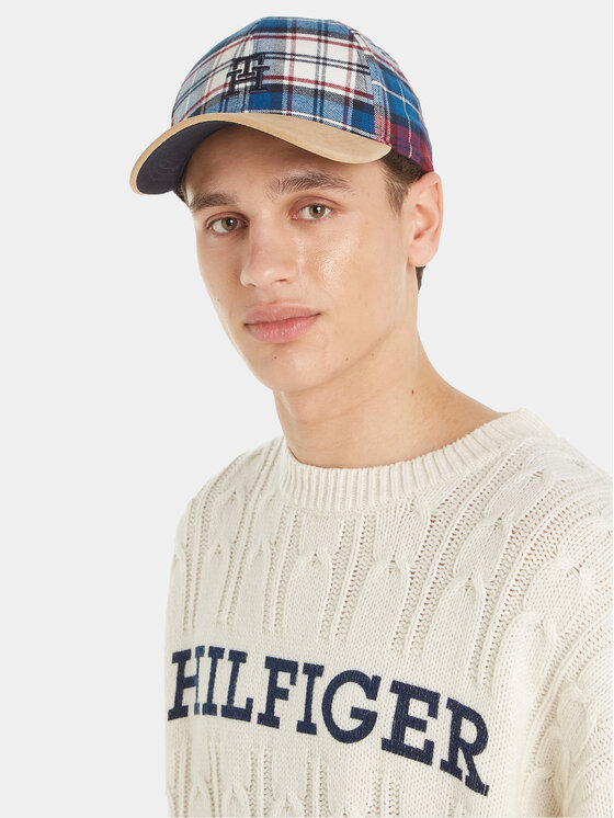 Șapcă Tommy Hilfiger Th Monogram Tartan Cap AM0AM11991 Albastru