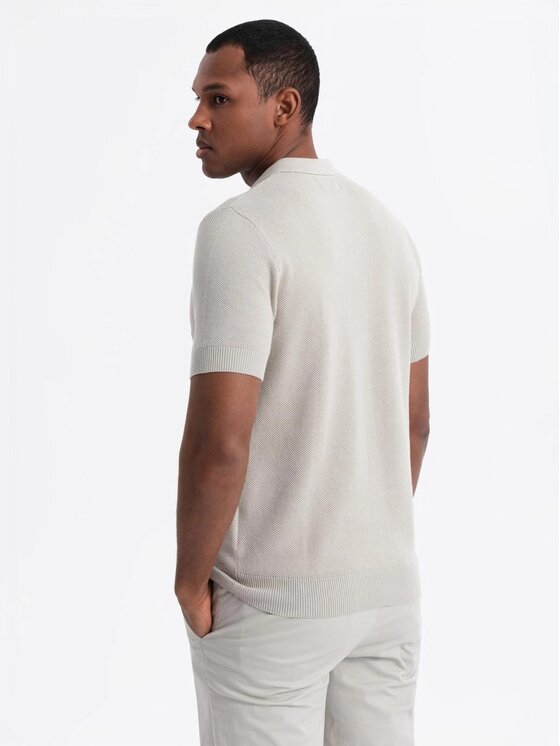 Ombre Ombre Polo OM-POSS-0117 Beżowy Regular Fit