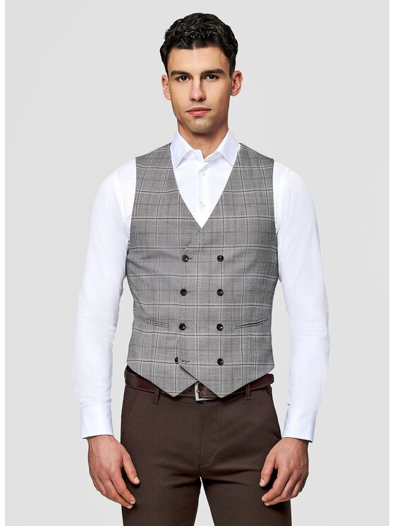 Pako Lorente Pako Lorente Kamizelka garniturowa P26SF-8X-017 Szary Slim Fit
