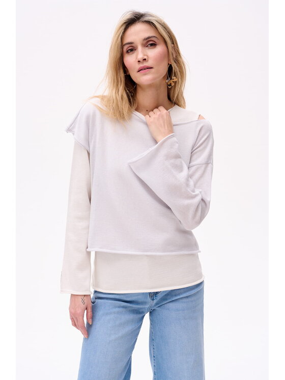 blue shadow blue shadow Sweter Two In One Szary Regular Fit