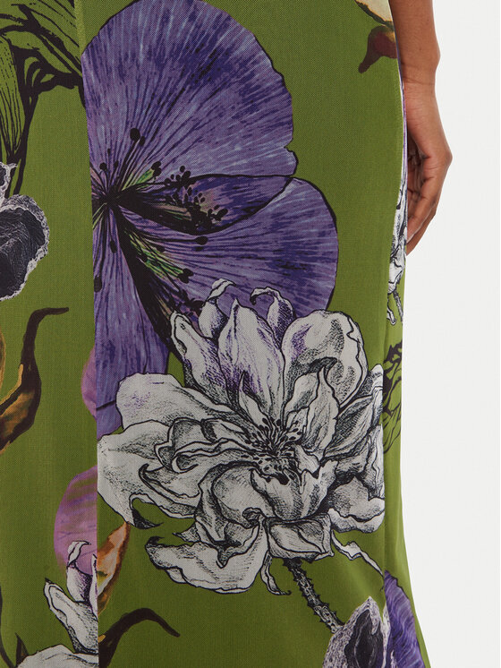 Desigual Desigual Maxi suknja Tulleflowers Lacroix 25WWFK03 Zelena Regular Fit