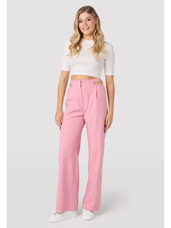 LAURELLA LAURELLA Kalhoty z materiálu LAURELLA 3UL023500 Růžová Regular Fit