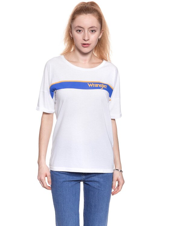 Wrangler Wrangler T-Shirt B&Y TRUCKER TEE Biały Regular Fit