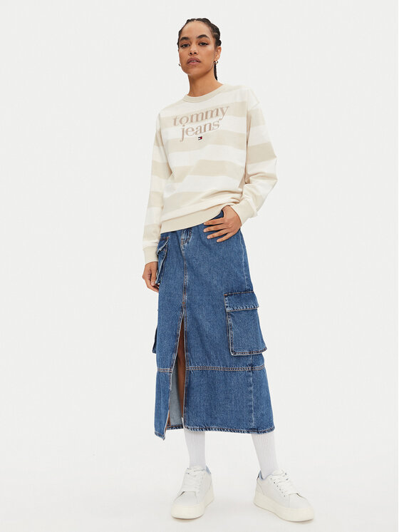 Tommy Jeans Tommy Jeans Bluza Ess Logo DW0DW19041 Beżowy Relaxed Fit