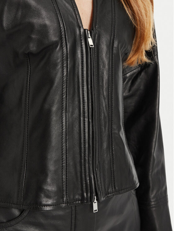 Marella Marella Geacă de piele Daily 2513441041 Negru Regular Fit