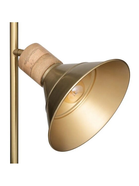 MIAhome MIAhome Lampa podłogowa złota z drewnem Godi 151 cm Złoty