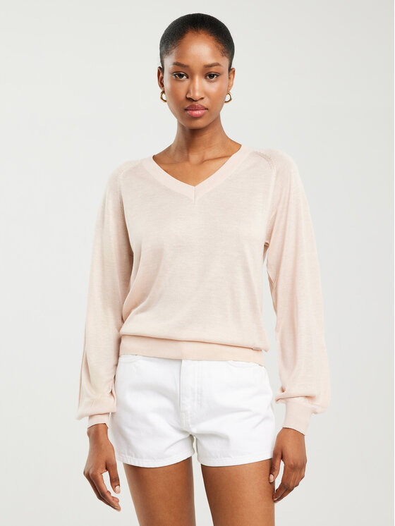BIG STAR BIG STAR Sweter SIMONA Beżowy Basic Fit
