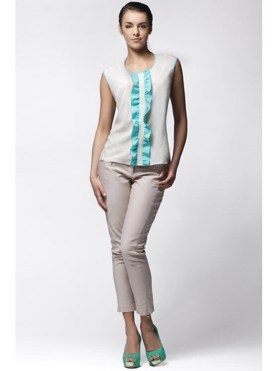 Awama Awama Bluzka A024 Écru Basic Fit