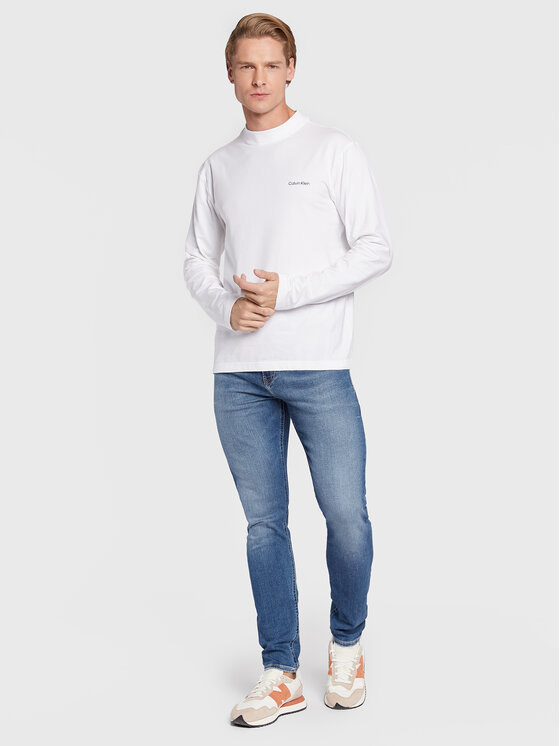 Calvin Klein Calvin Klein Hosszú ujjú Micro Logo K10K110179 Fehér Regular Fit