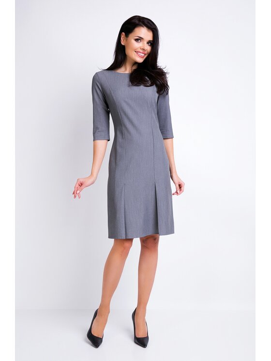 Awama Awama Sukienka codzienna A158 Szary Basic Fit