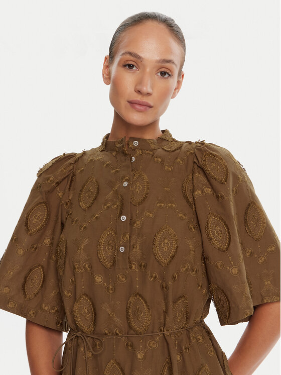 Bruuns Bazaar Bruuns Bazaar Рокля тип риза Canterbury Imilia BBW4504 Кафяв Straight Fit