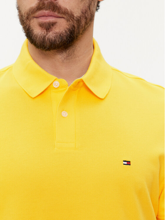 Tommy Hilfiger Tommy Hilfiger Тениска с яка и копчета 1985 MW0MW17770 Жълт Regular Fit