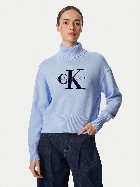 Calvin Klein Jeans Поло LV047H329G Светлосин Regular Fit