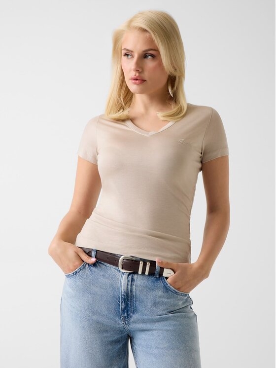 Guess Guess Marškinėliai 172819 Smėlio Classic Fit