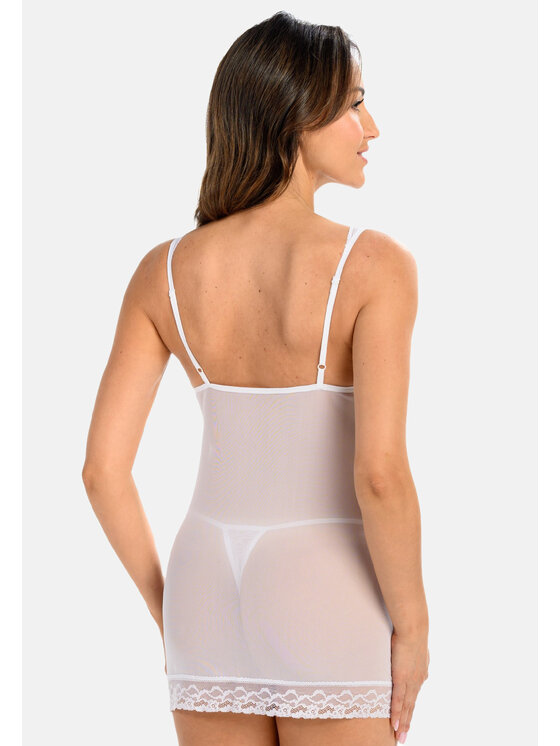 Teyli Teyli Koszula nocna siateczkowa Herty Biały Slim Fit