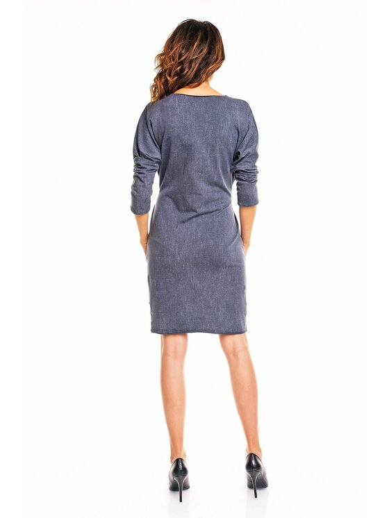 Awama Awama Sukienka codzienna A133 Szary Basic Fit