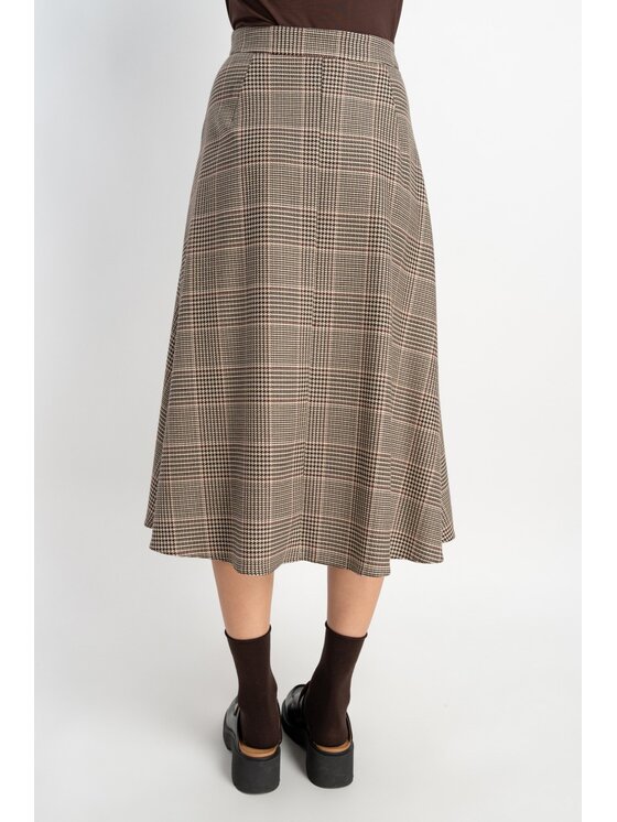 CLICK CLICK Midi sukně 50-731 Hnědá Relaxed Fit
