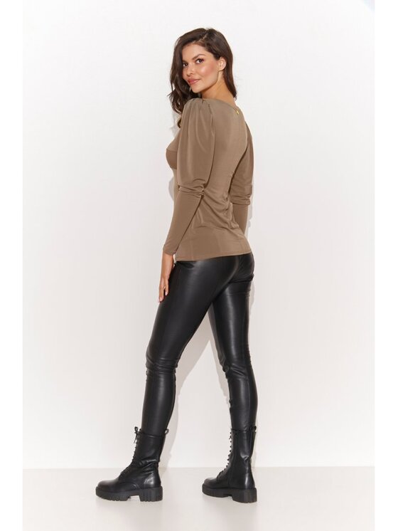 Numinou Numinou Bluzka NU461 Brązowy Regular Fit