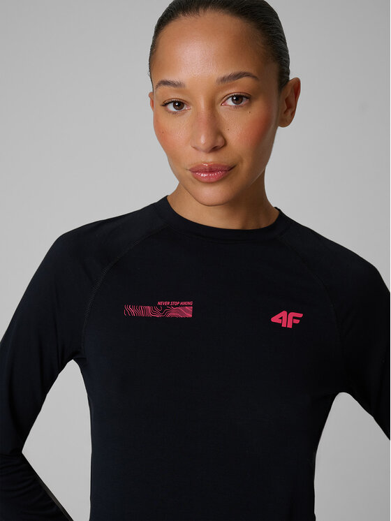 4F 4F Bluza techniczna TREKKING Czarny Regular Fit