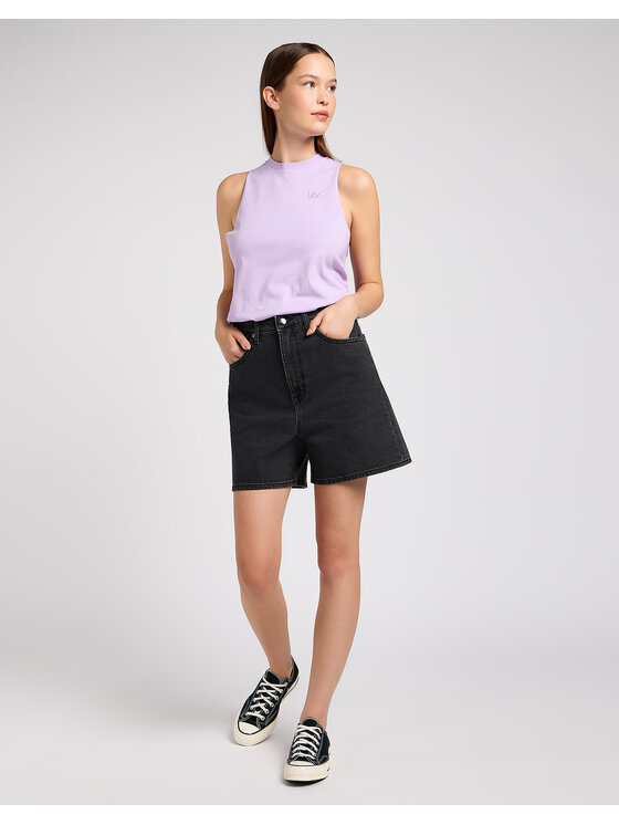 Lee Lee Szorty jeansowe STELLA SHORT Czarny Regular Fit