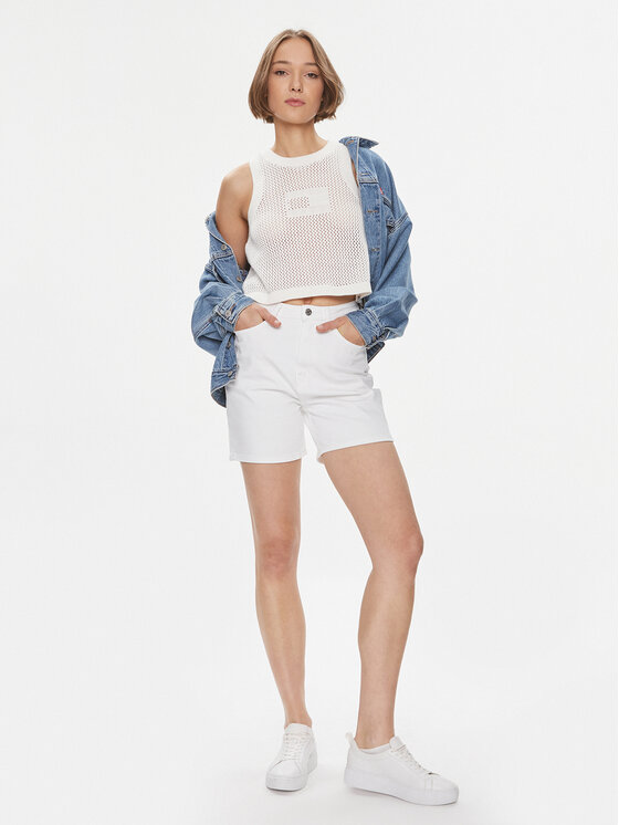 Tommy Hilfiger Tommy Hilfiger Τζιν σορτσάκια WW0WW41321 Λευκό Regular Fit