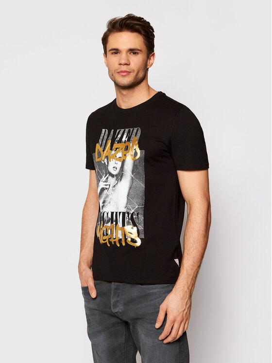 Guess Guess Tričko M1GI0G K8FQ1 Čierna Slim Fit