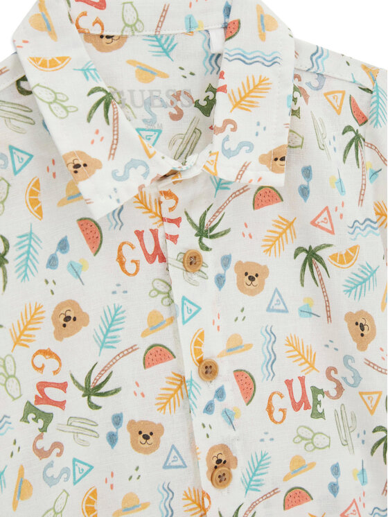 Guess Guess Komplet srajca in kratke hlače iz blaga I6GG09 WO730 Kremna Regular Fit