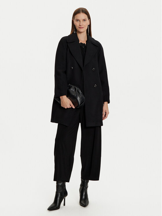 Morgan Morgan Palton de lână 242-GITI Negru Loose Fit