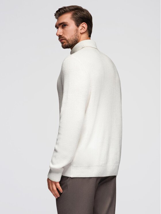 Ombre Ombre Sweter OM-SWTN-0162 Biały Regular Fit