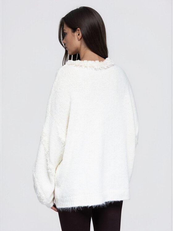Ombre Ombre Sweter OW-SW-E0074 Beżowy Oversize
