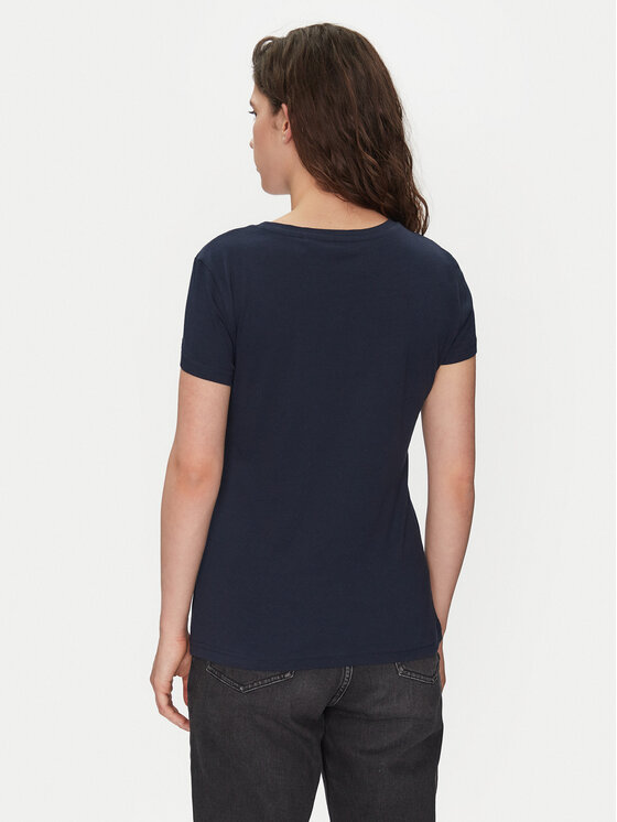 Mustang Mustang T-Shirt Loa 1016136 Granatowy Slim Fit