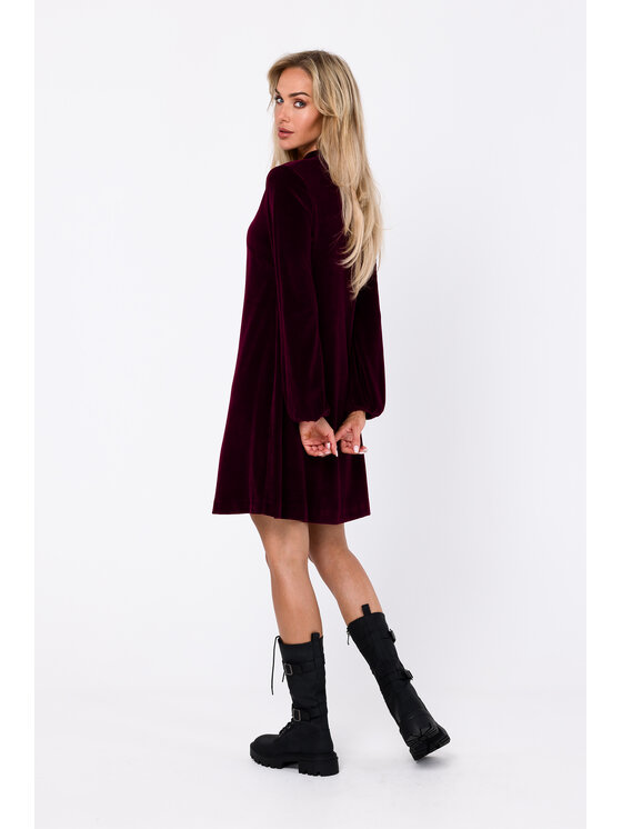 Made of Emotion Made of Emotion Sukienka koktajlowa M767 Bordowy Modern Fit