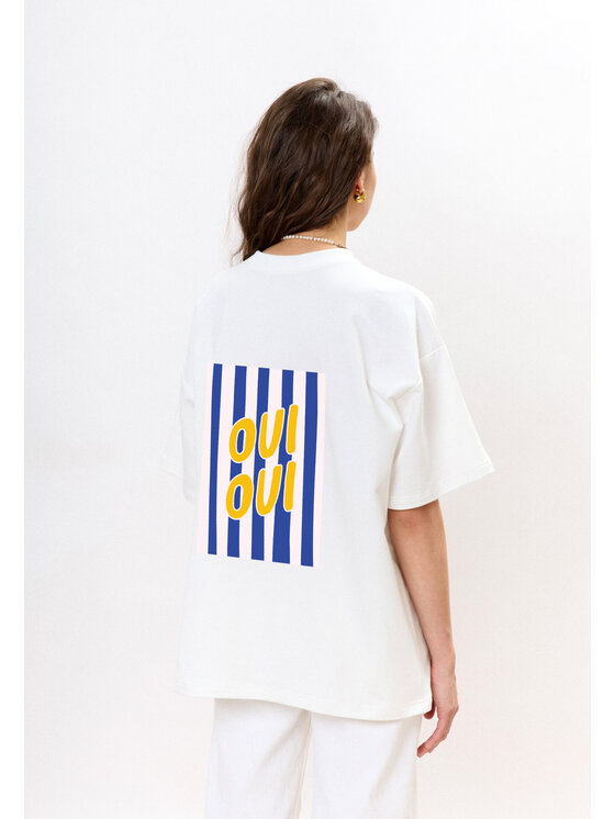 Mirons Mirons T-Shirt Print Biały Oversize